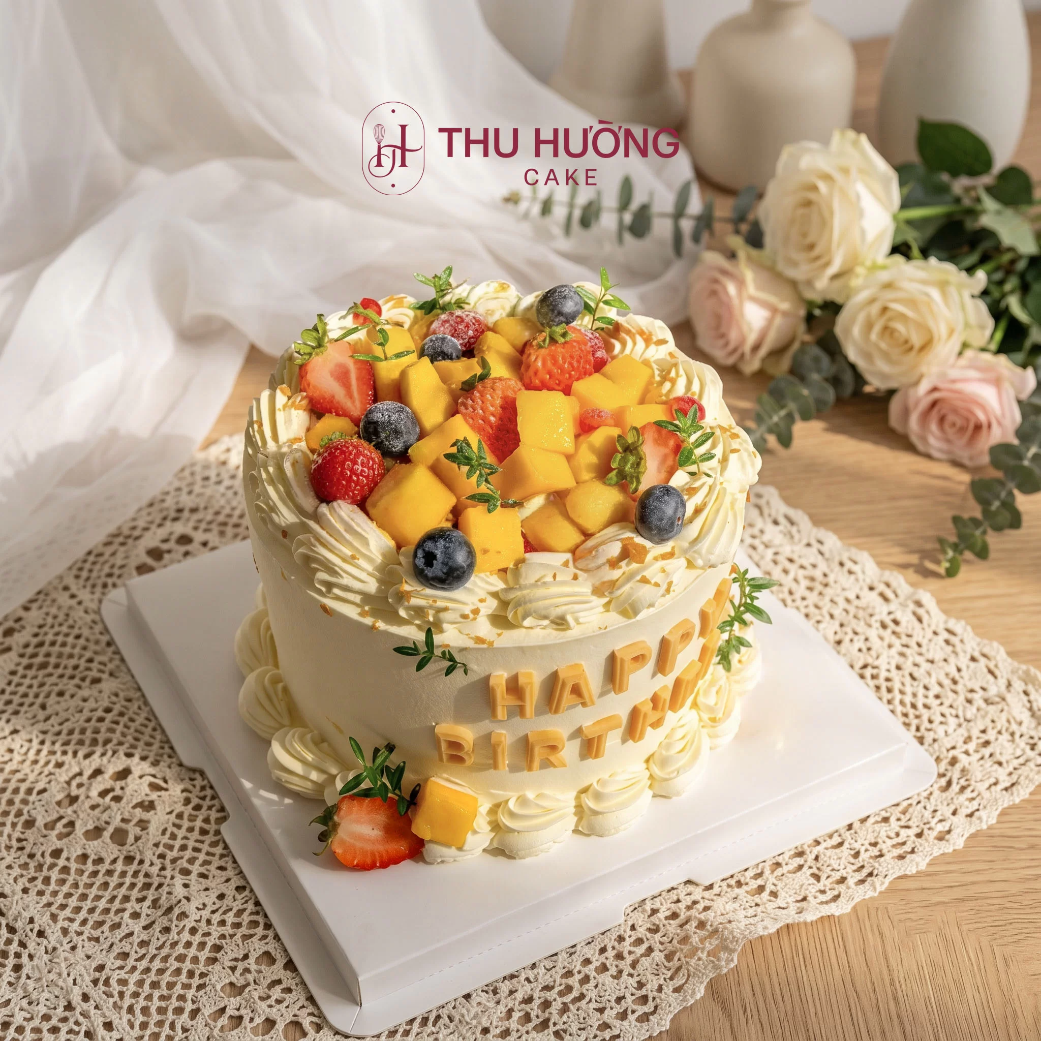 Bánh kem hoa quả đơn giản đẹp