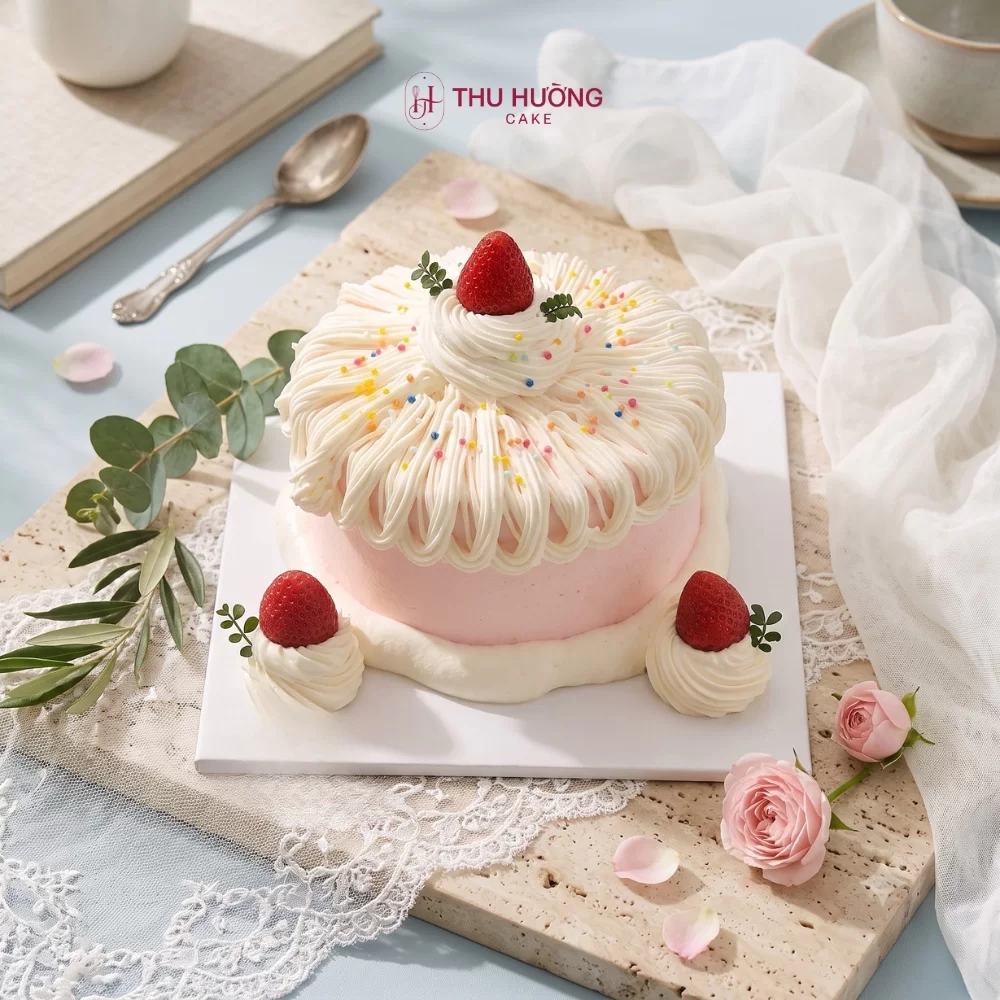 Bánh sinh nhật tone hồng đáng yêu