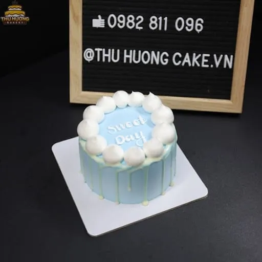 Bánh sinh nhật Hàn Quốc tone xanh