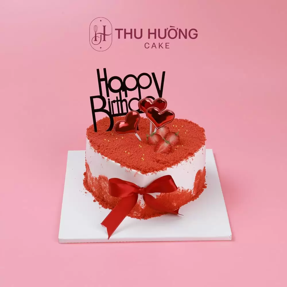 Bánh Sinh Nhật Hình Trái Tim Phủ Bột đỏ Tặng Chồng