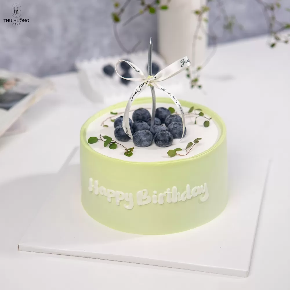 Bánh sinh nhật màu xanh pastel